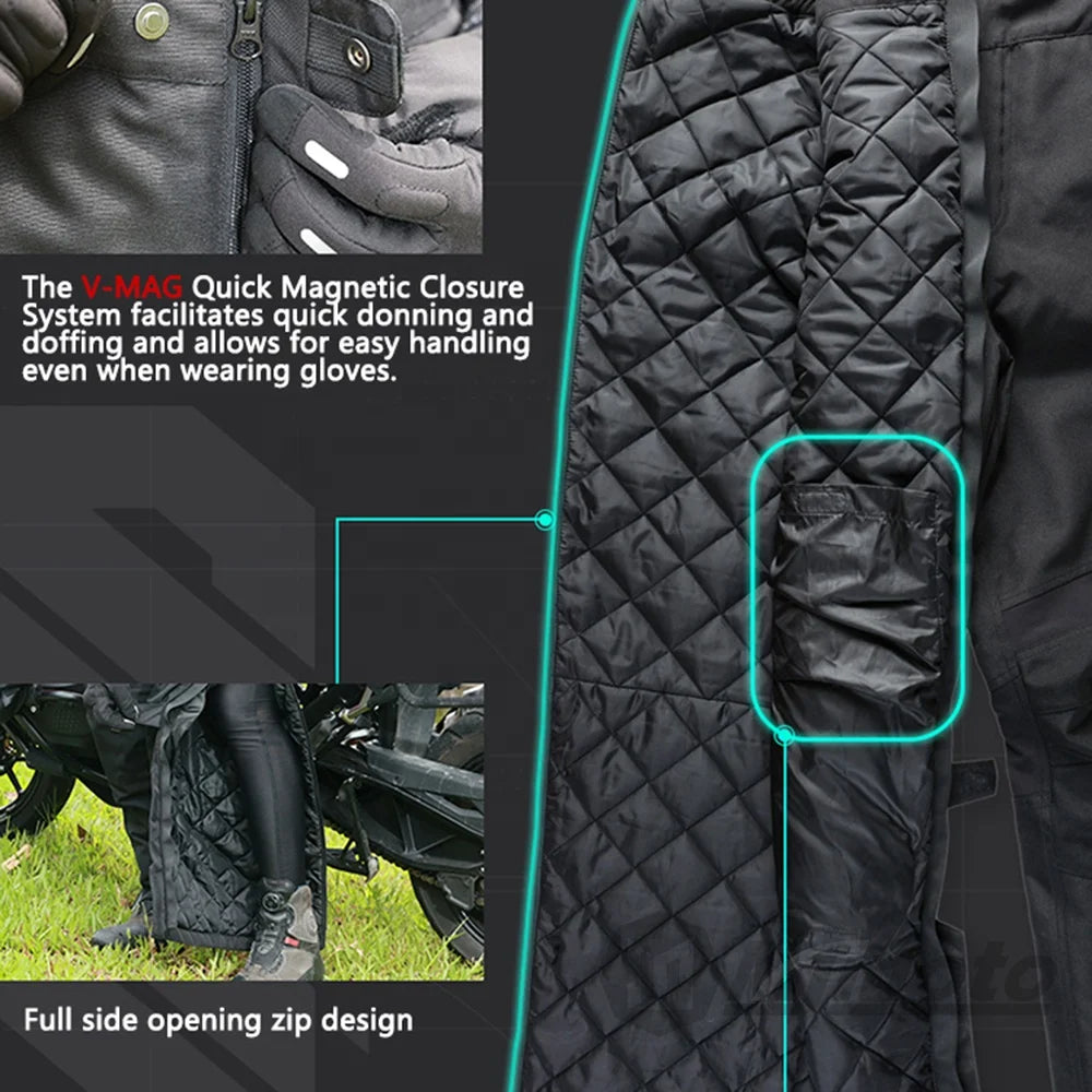 VEMAR Motorcycle Riding Pants – CE Level 2 Knee Pads, 3M Thinsulate Insulation, Magnetic Closure, Waterproof