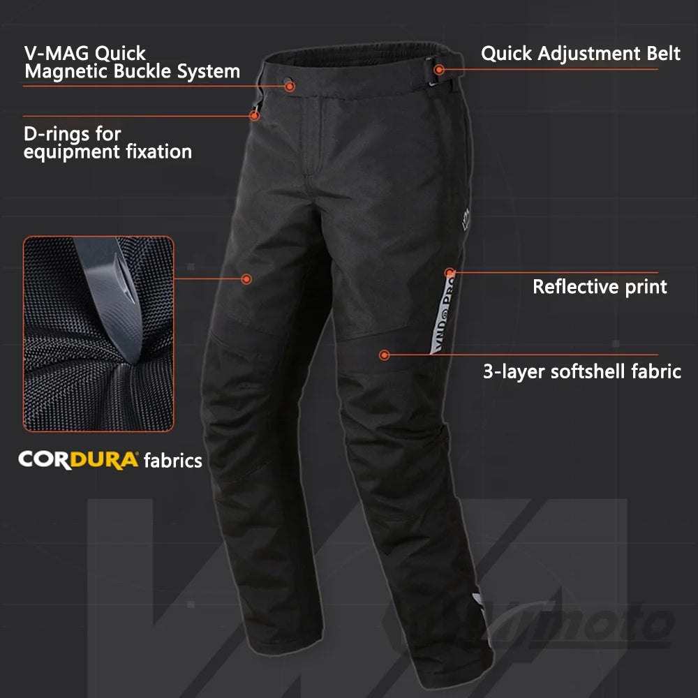 VEMAR Motorcycle Riding Pants – CE Level 2 Knee Pads, 3M Thinsulate Insulation, Magnetic Closure, Waterproof