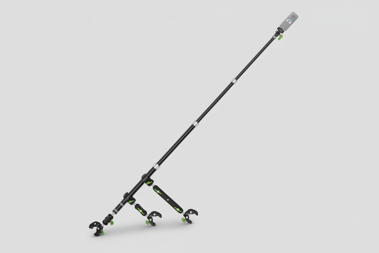 LanParte Extendable Motorcycle Boom Arm – Aluminium Alloy, 360° Adjustable, GoPro & Insta360 Compatible