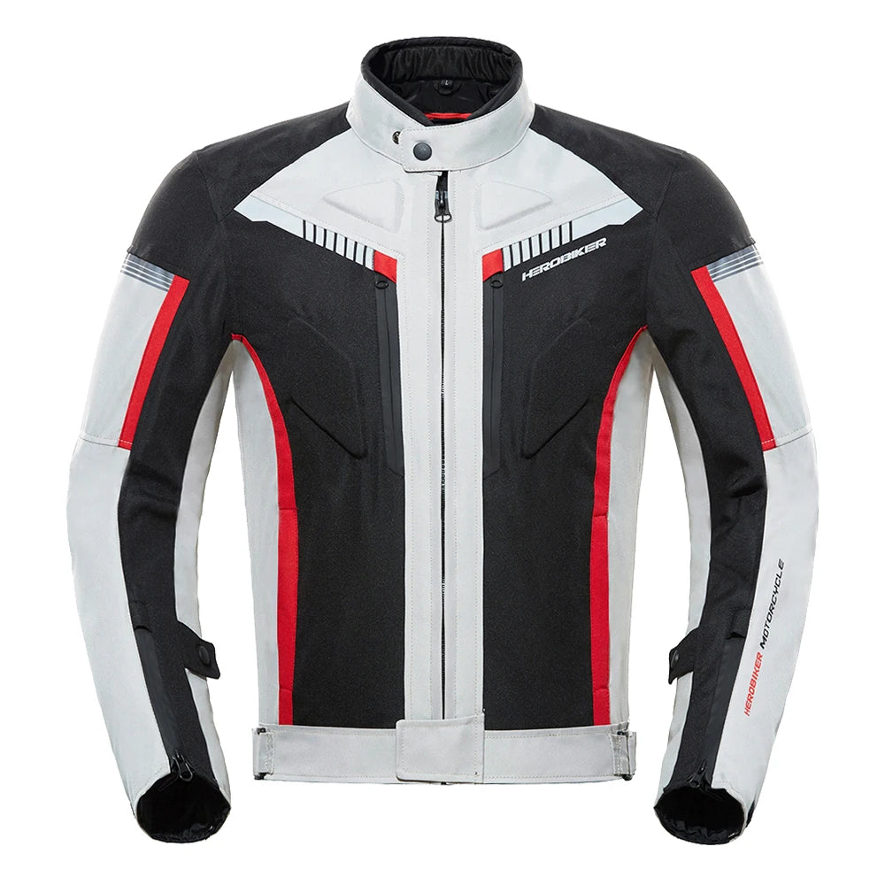 Ghost Racing Waterproof Protective Motorcycle Jacket – 600D Oxford, Removable Waterproof Membrane + Thermal Liner, 5-Point Padding