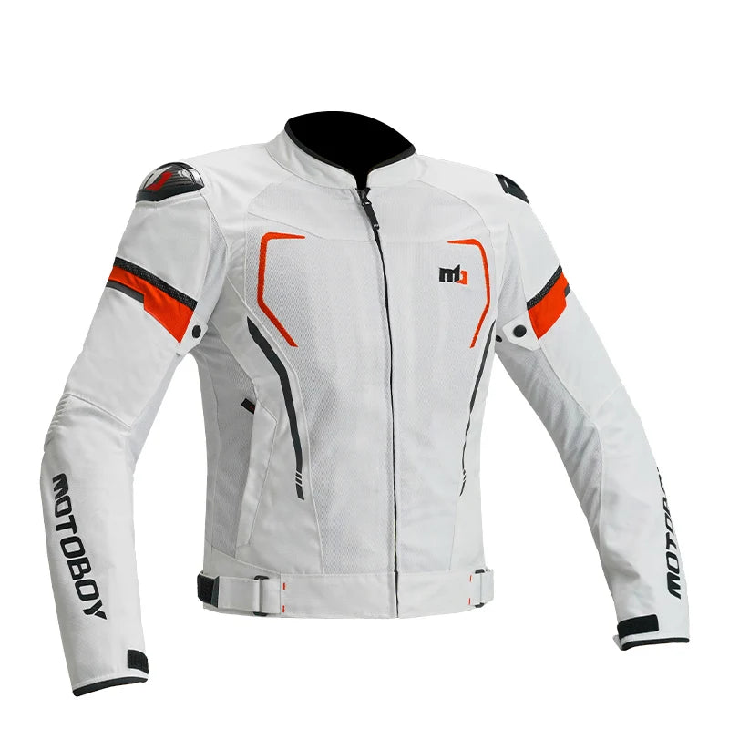 First Fiber Men's Motorcycle Riding Jacket – Abrasion-Resistant Oxford, Mesh Ventilation, External Sliders, TPU Shoulder