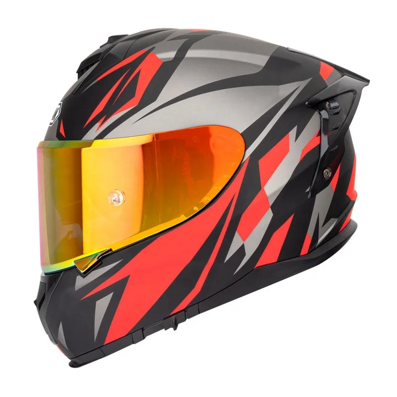 SOMAN ProGuard Full-Face Motorcycle Helmet – DOT + ECE Certified, ABS Shell, Retractable Sun Visor, 3-Point Ventilation
