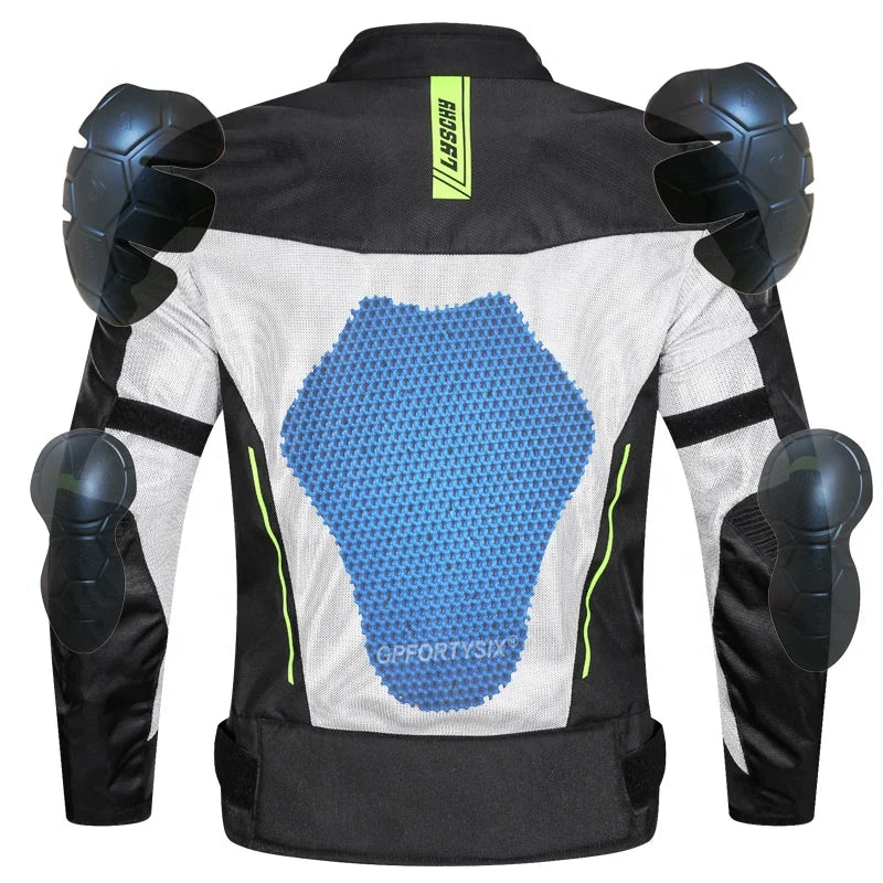 LYSCHY Breathable Armor Racing Jacket – 5-Piece CE Armor, Oxford + Mesh Shell, YKK Zippers, Adjustable