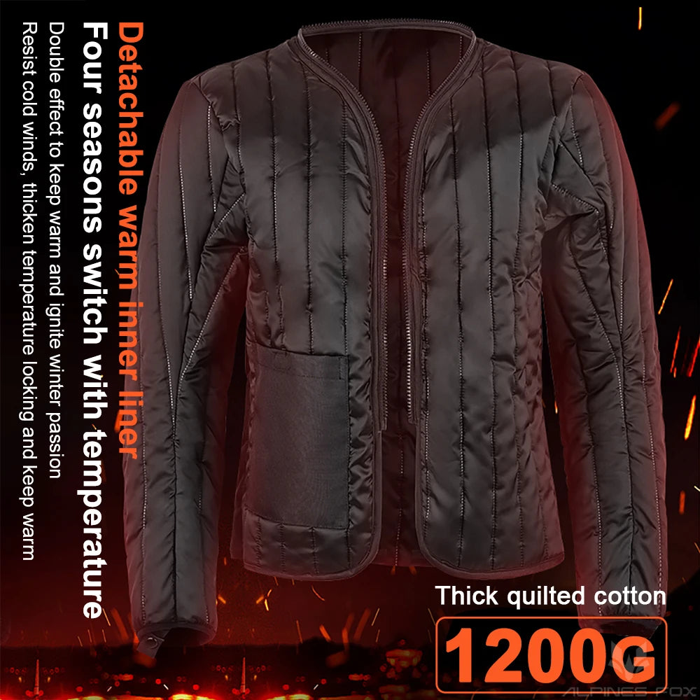 FEHER Waterproof Winter Motorcycle Riding Jacket – 7-Piece CE Level 1 Armor, 600D Oxford, Thermal Lining