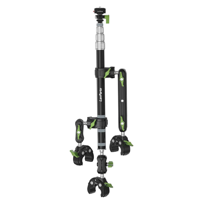 LanParte Extendable Motorcycle Boom Arm – Aluminium Alloy, 360° Adjustable, GoPro & Insta360 Compatible