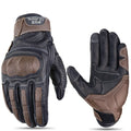 ALPINES FOX Vintage Leather Motorcycle Gloves – Goat + Synthetic Leather, UV Protection, Touchscreen, Stretch Panels