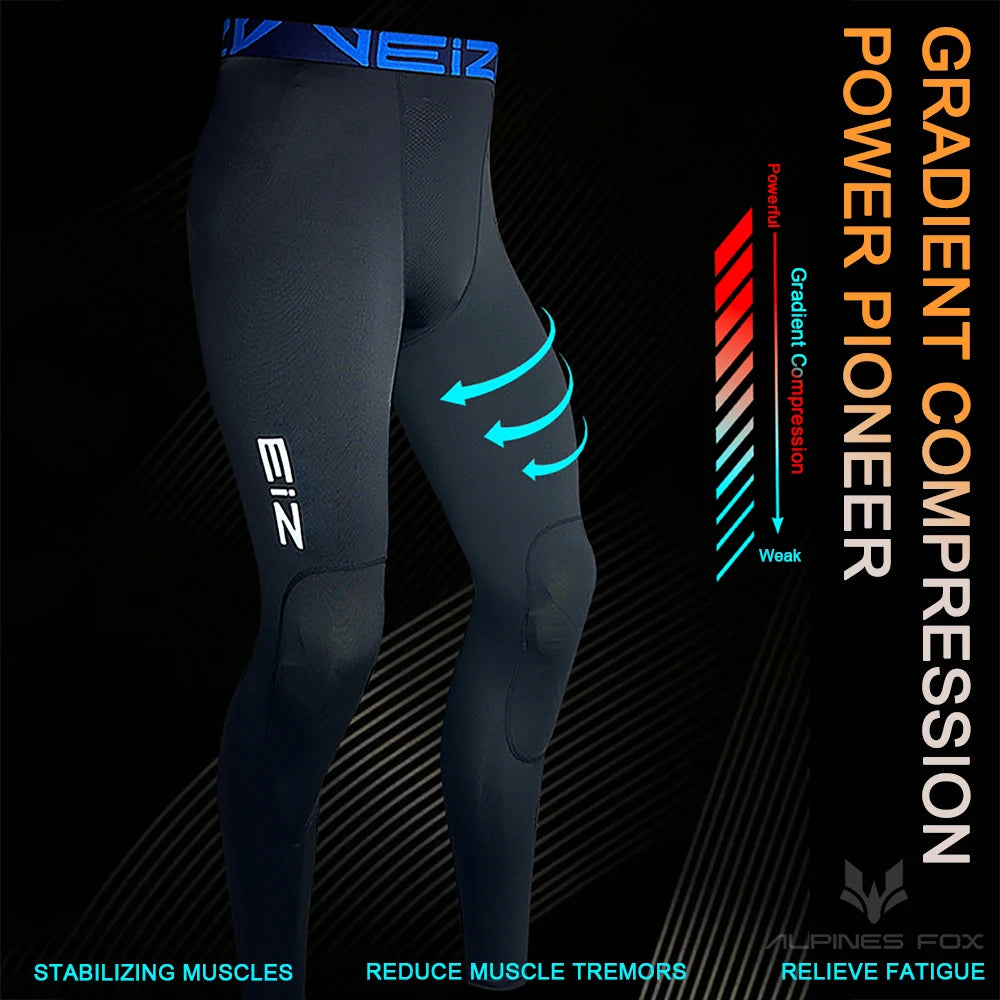 EiZ CE Level 2 Motorcycle Compression Pants – Removable Knee + Hip Protectors, Breathable, Quick-Dry, Slim Fit