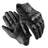 Orz Unisex Leather Motorcycle Gloves – Full Finger, Leather Construction, Fourchette Gussets, All Seasons