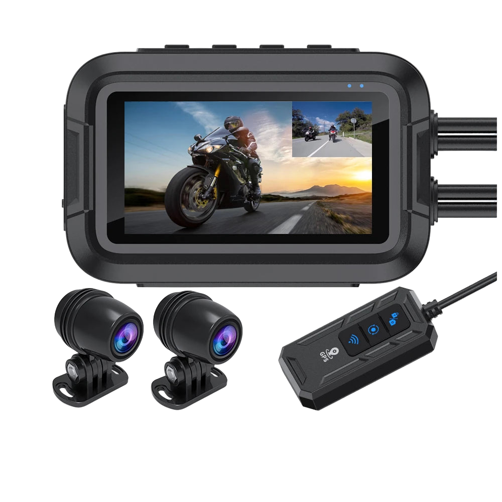 Kocam Full HD Dual 1080P Motorcycle Dashcam – Dual Sony Sensors, 3.0″ IPS Display, GPS + WiFi, IP66 Waterproof