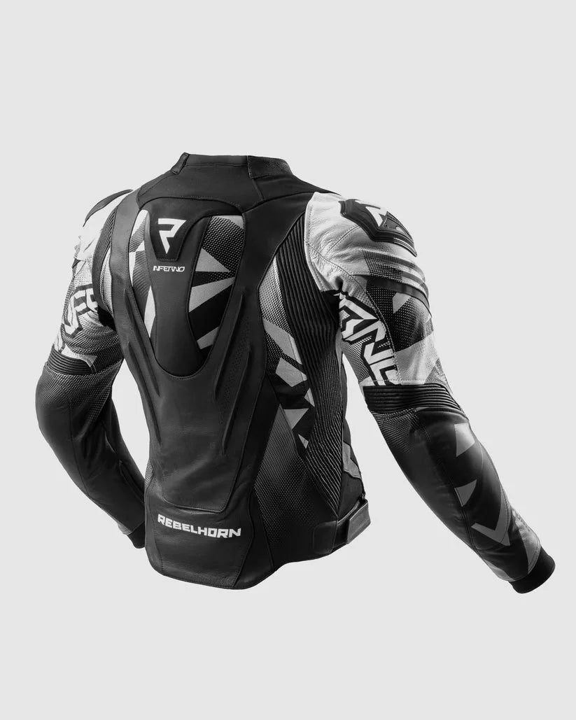 Black and gray motocross jersey with 'Rebelhorn' branding on a white background