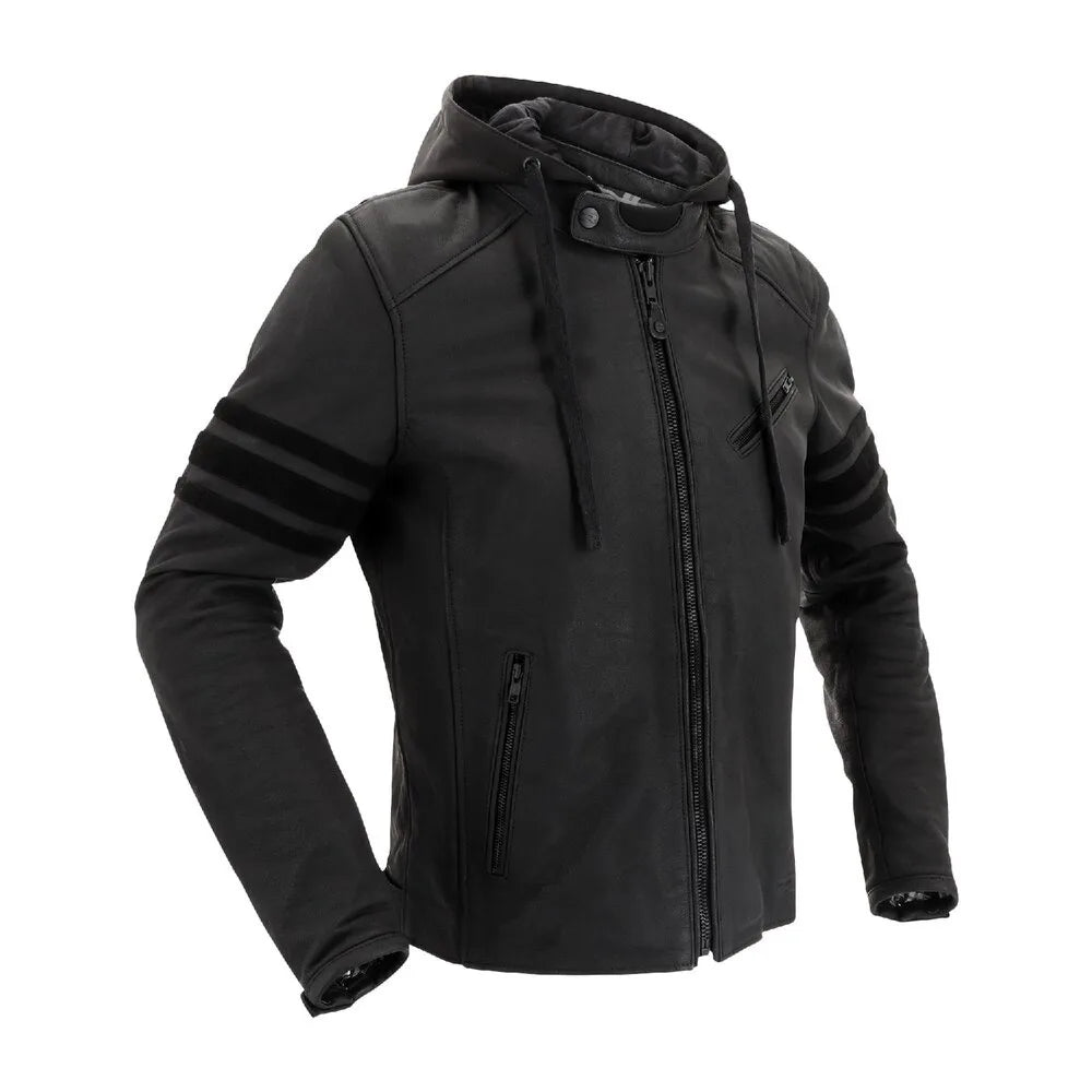 Men’s Perforated Cowhide Leather Motorcycle Riding Jacket – CE Armoured Racing Hoodie