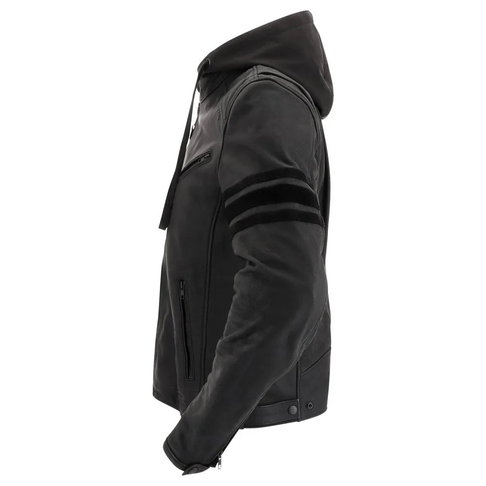 Men’s Perforated Cowhide Leather Motorcycle Riding Jacket – CE Armoured Racing Hoodie