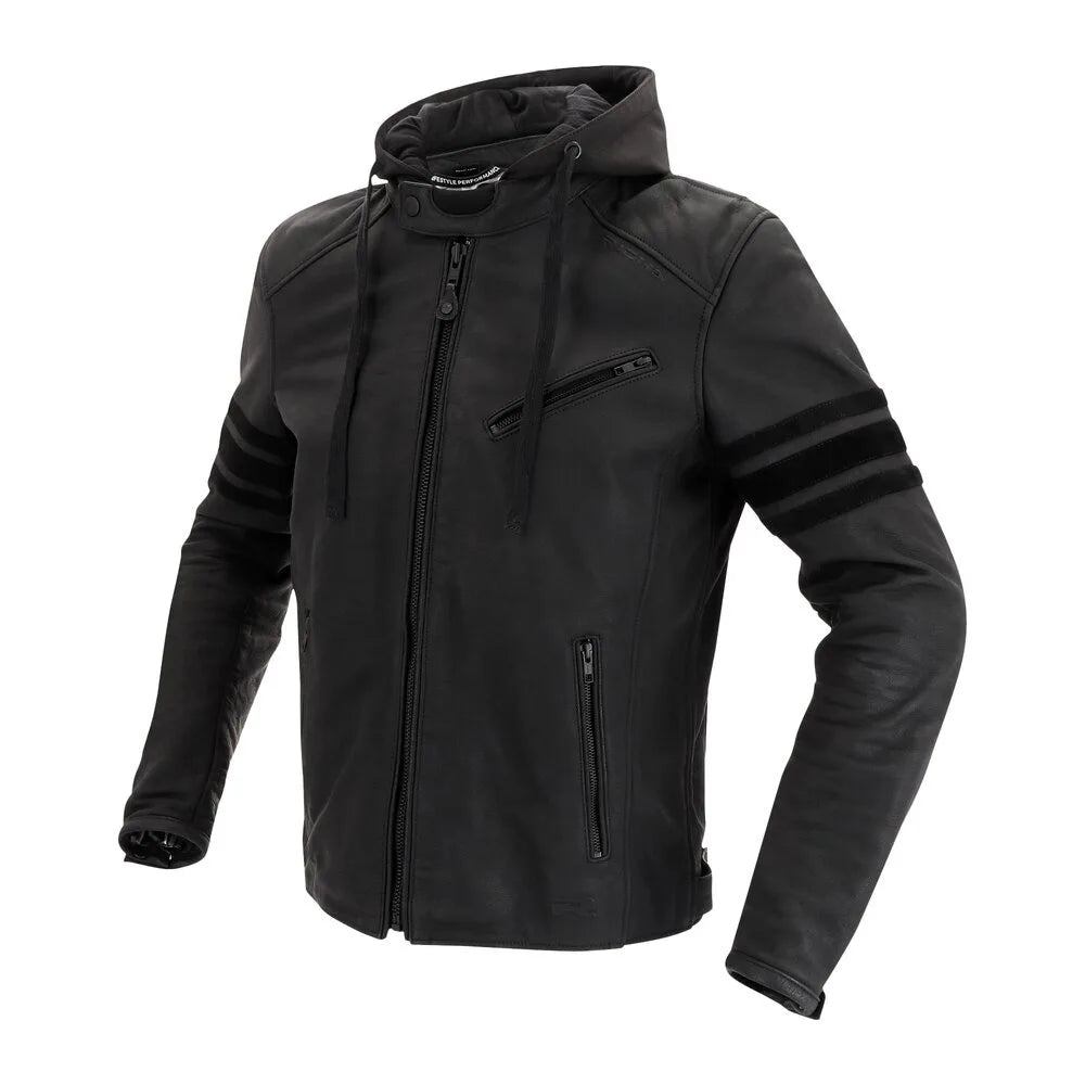 Men’s Perforated Cowhide Leather Motorcycle Riding Jacket – CE Armoured Racing Hoodie
