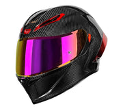 Bright Black Red  Carbon Fiber with  purple red visor