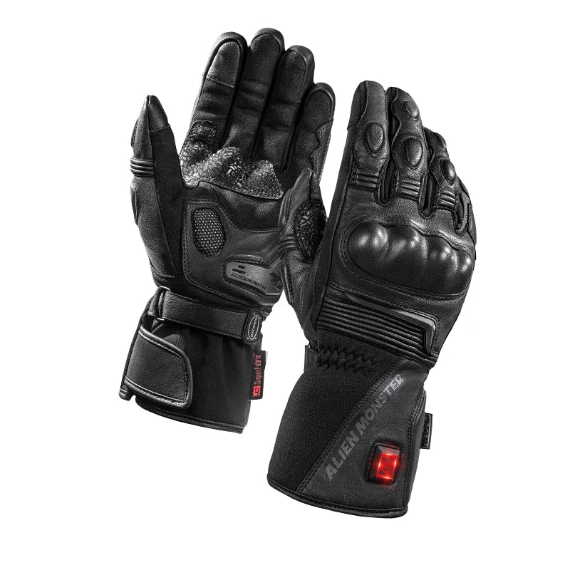Alien Monster Electric Heated Motorcycle Gloves – Leather + PU Coating, Touchscreen, Waterproof, Winter Warming