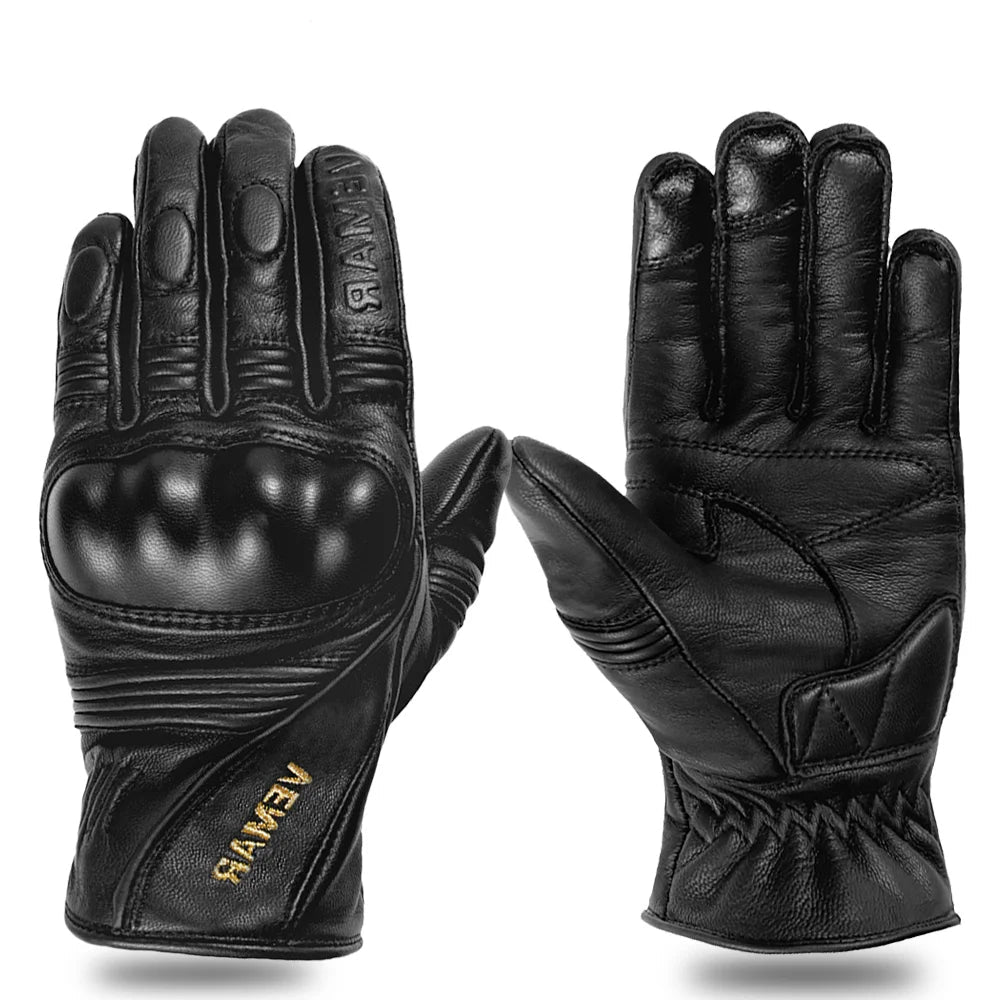 Retro Touchscreen Leather Motorcycle Gloves – Anti-Fall Motocross &amp; Cycling Riding Gloves