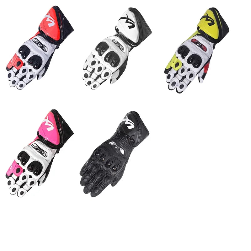 MOCHA KNIGHT Competitive Carbon Fibre Sheepskin Motorcycle Racing Gloves – Sheepskin Leather, Carbon Fibre Knuckle Guard, Race-Focused
