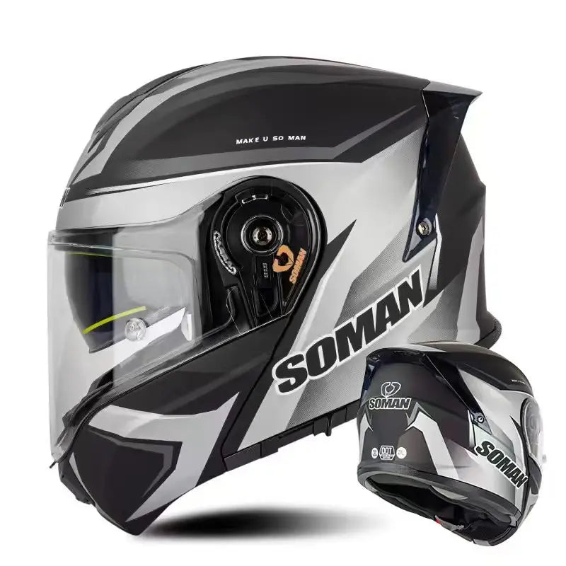 SOMAN SM965 Flip-Up Motorcycle Helmet – Double Visor Riding Protection