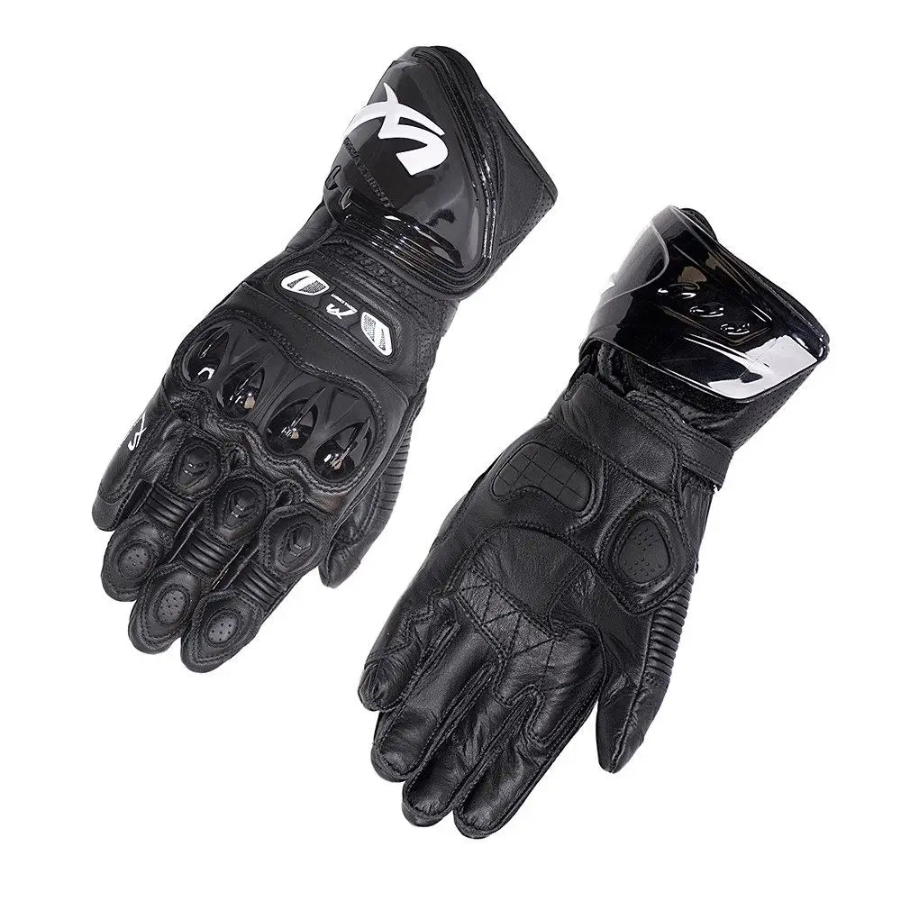 MOCHA KNIGHT Competitive Carbon Fibre Sheepskin Motorcycle Racing Gloves – Sheepskin Leather, Carbon Fibre Knuckle Guard, Race-Focused