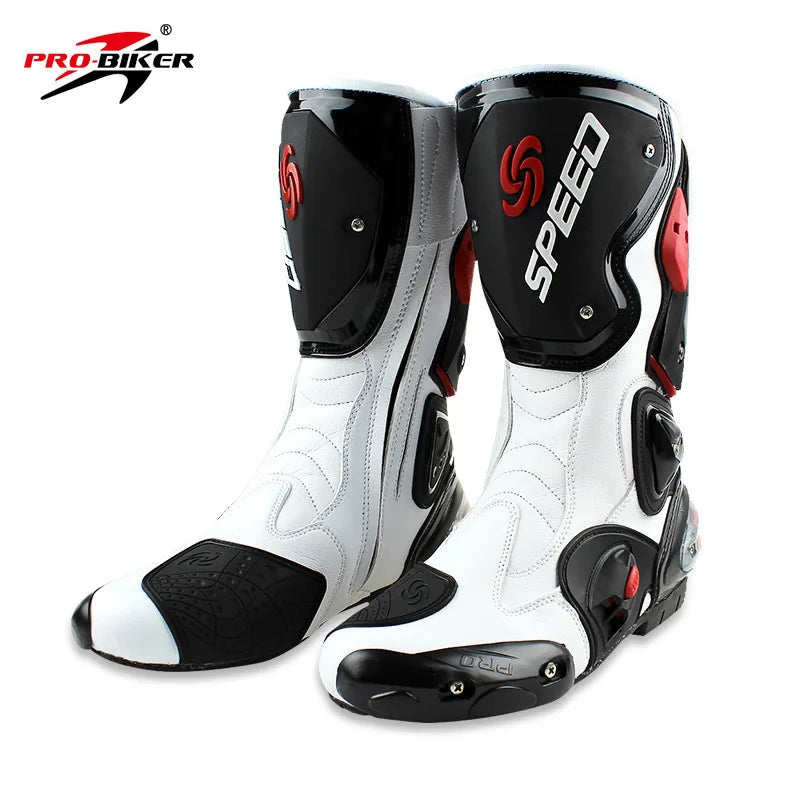 PRO-BIKER B1001 Speed Racing &amp; Off-Road Motorcycle Boots – Microfiber Upper, Anti-Slip &amp; Shock-Absorbing, Impact-Resistant, Sizes 40–45