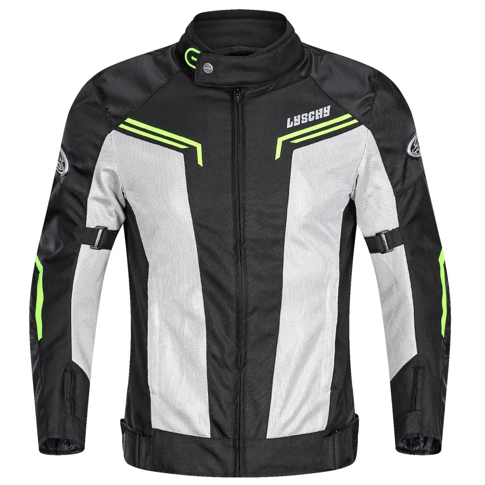 LYSCHY Breathable Armor Racing Jacket – 5-Piece CE Armor, Oxford + Mesh Shell, YKK Zippers, Adjustable