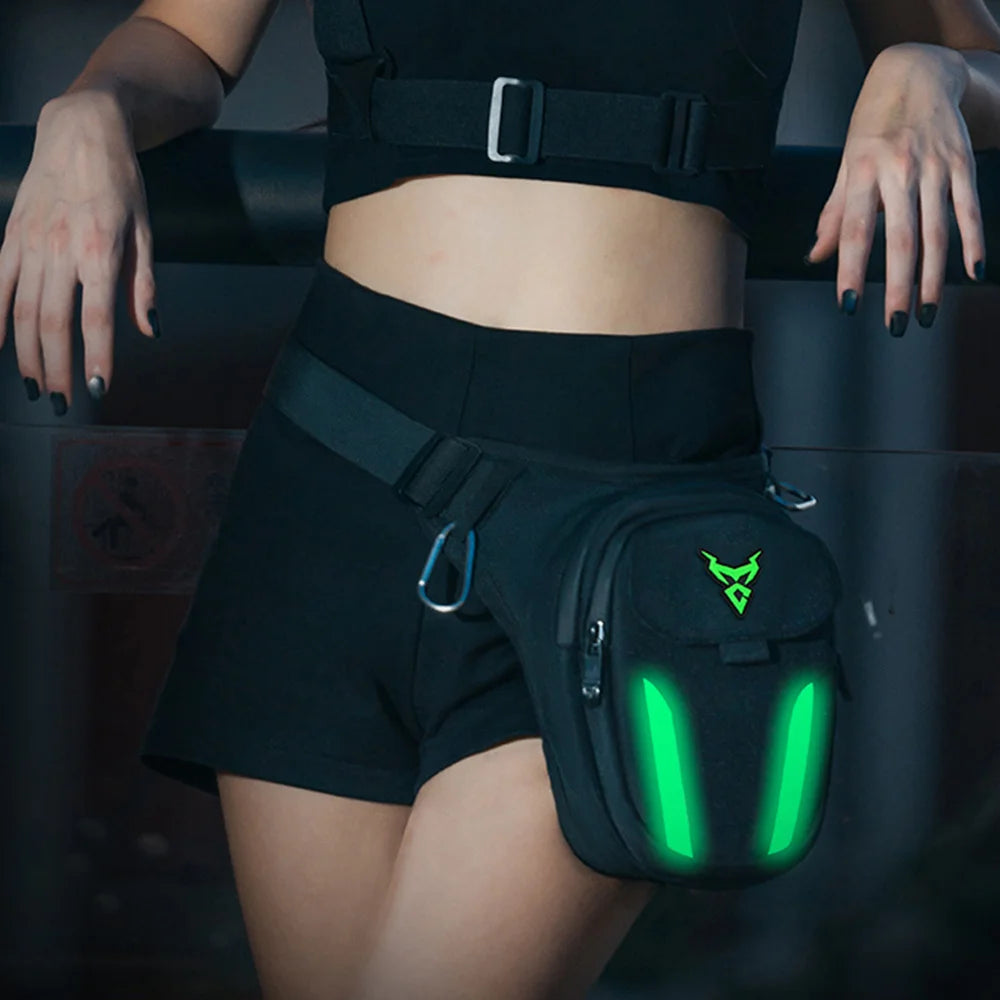 Motocentric Waterproof Motorcycle Drop Leg Bag – LED Riding Waist &amp; Thigh Storage Pack