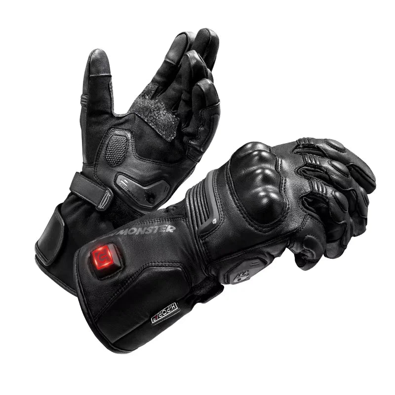 Alien Monster Electric Heated Motorcycle Gloves – Leather + PU Coating, Touchscreen, Waterproof, Winter Warming