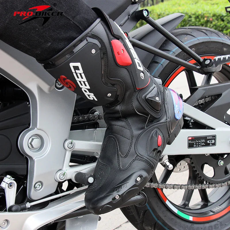 PRO-BIKER B1001 Speed Racing &amp; Off-Road Motorcycle Boots – Microfiber Upper, Anti-Slip &amp; Shock-Absorbing, Impact-Resistant, Sizes 40–45
