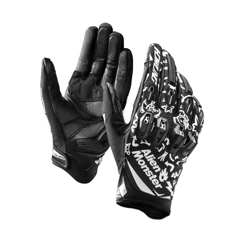 Alien Monster HOWL Noctilucent Summer Motorcycle Riding Gloves – CE-Certified TPU Protection, Luminous, Breathable, Touchscreen