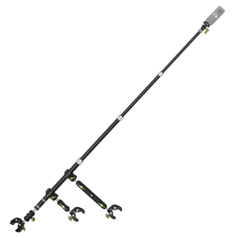 LanParte Extendable Motorcycle Boom Arm – Aluminium Alloy, 360° Adjustable, GoPro &amp; Insta360 Compatible