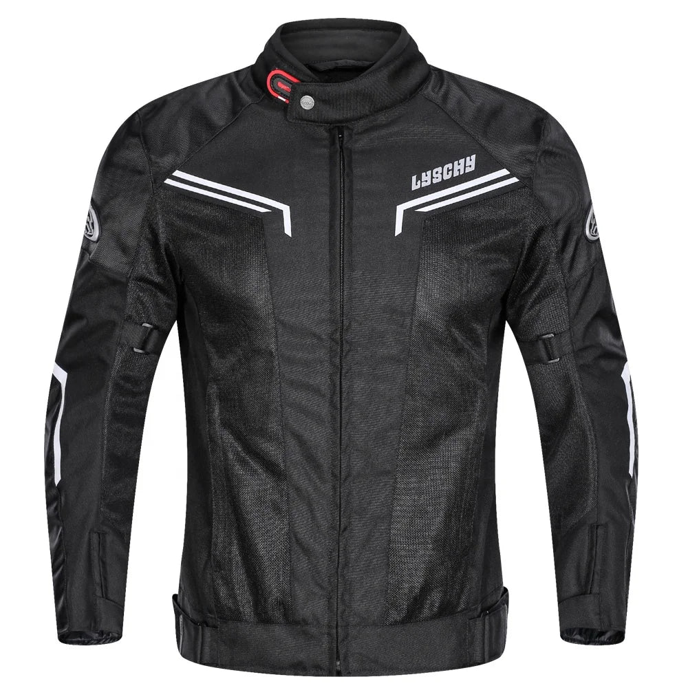 LYSCHY Breathable Armor Racing Jacket – 5-Piece CE Armor, Oxford + Mesh Shell, YKK Zippers, Adjustable
