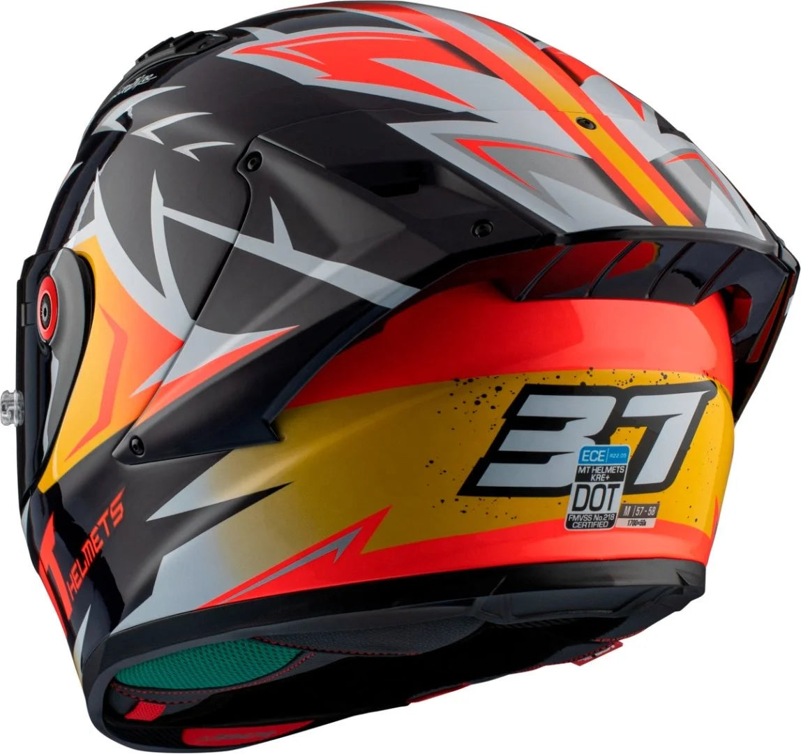 MTHELMETS&nbsp;MT KRE Racing Full Face Motorcycle Helmet – ABS Shell, DOT + ECE + 3C Certified, Quick Release, All-Season