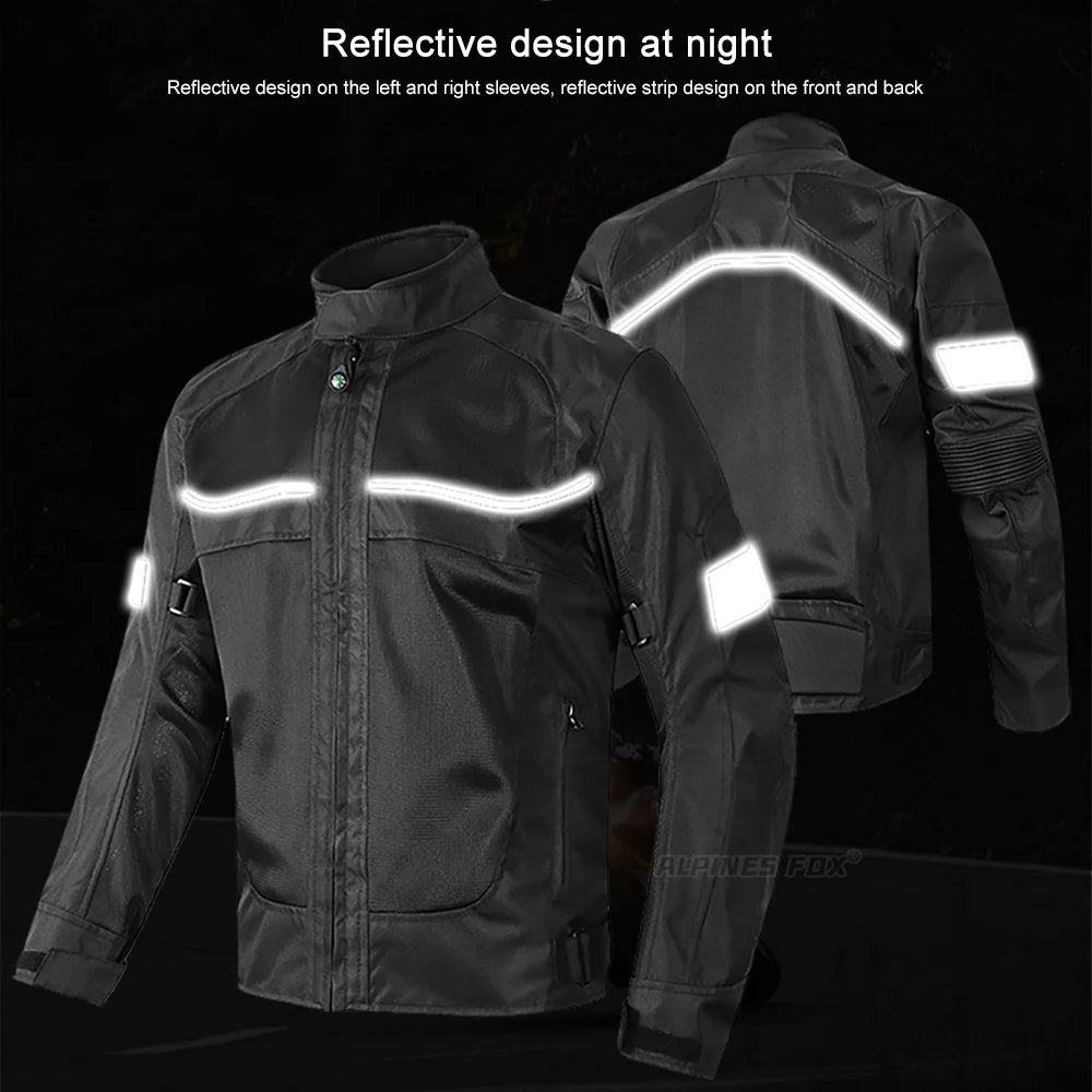 VEMAR Summer Breathable Motorcycle Mesh Jacket – Reflective Motocross Riding Jacket with 5Pcs Protectors