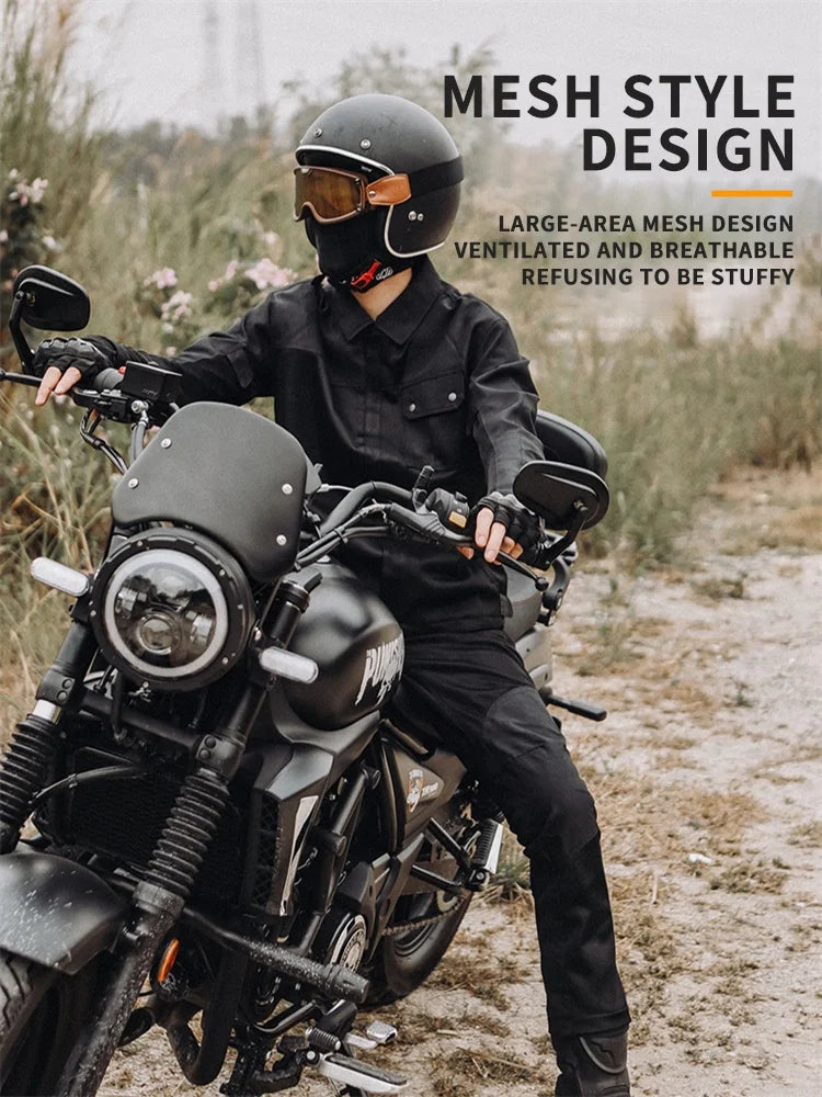 VEMAR Retro Cycling Mesh Motorcycle Jacket – CE Level 1 TPE Armor, Mesh Ventilation, Reversible, Anti-UV