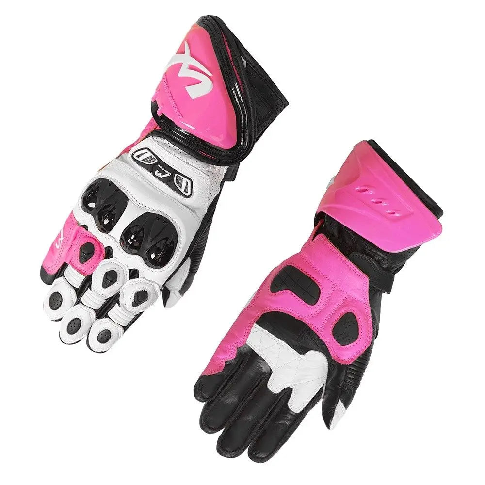 MOCHA KNIGHT Competitive Carbon Fibre Sheepskin Motorcycle Racing Gloves – Sheepskin Leather, Carbon Fibre Knuckle Guard, Race-Focused