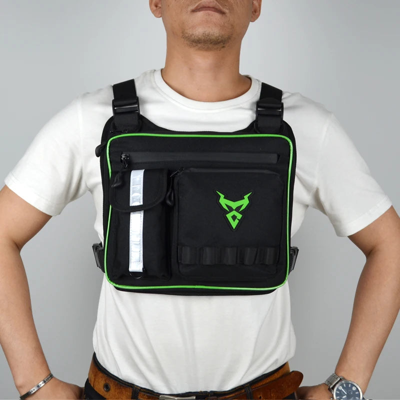 Motocentric MC-0121 Motorcycle Chest Bag – Waterproof Oxford &amp; Nylon, Reflective Strips, Large Capacity, 4 Colours