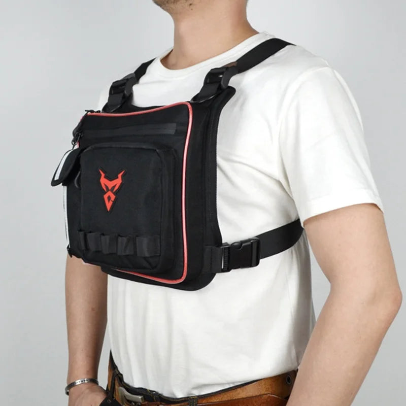 Motocentric MC-0121 Motorcycle Chest Bag – Waterproof Oxford &amp; Nylon, Reflective Strips, Large Capacity, 4 Colours