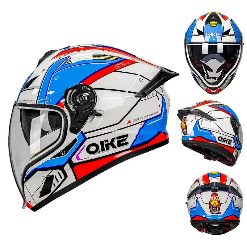 QIKE FP02 Dual Visor Full Face Motorcycle Helmet – ECE Approved Protection