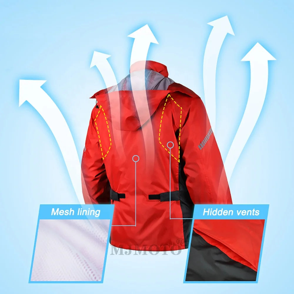 MOTOCENTRIC Waterproof Motorcycle Raincoat Suit – Windproof Riding Jacket &amp; Pants Set (MC-2111)