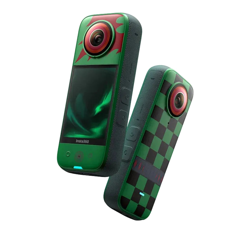 Green and red smartphone with checkered design on a white background