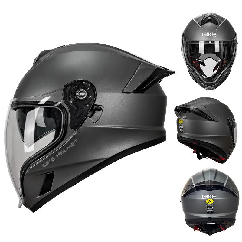 QIKE FP02 Dual Visor Full Face Motorcycle Helmet – ECE Approved Protection