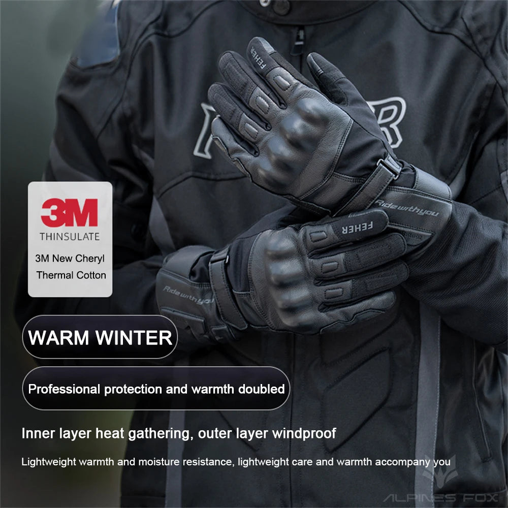 CE Protective Motorcycle Gloves – Waterproof, Windproof, Thermal Touchscreen Riding Gloves