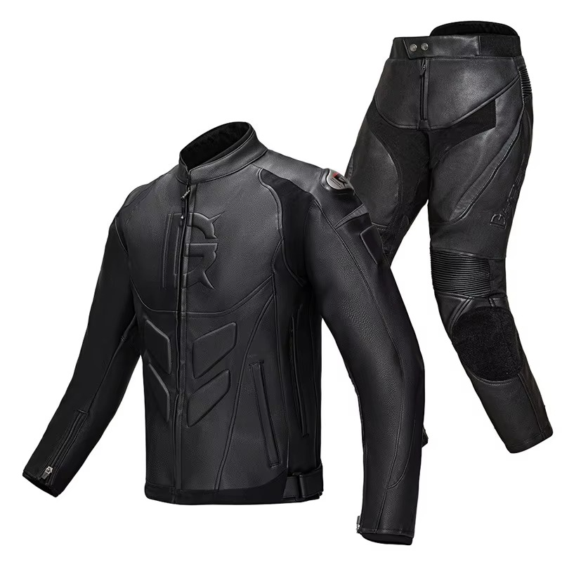Leather Motorcycle Jacket – PU Waterproof Moto Riding Jacket with Removable Liner &amp; EVA Protectors