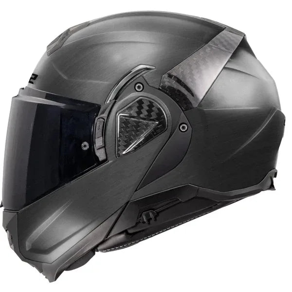 Black motorcycle helmet with visor on a white background