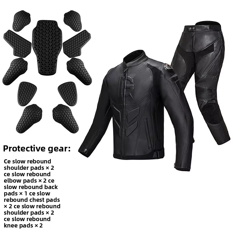 Leather Motorcycle Jacket – PU Waterproof Moto Riding Jacket with Removable Liner &amp; EVA Protectors