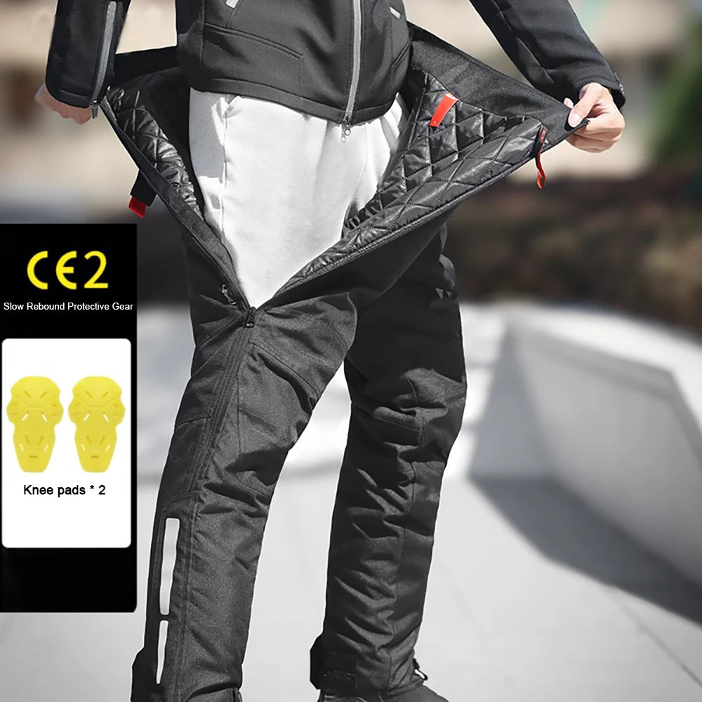 EiZ EY-03 CE Level 2 Winter Motorcycle Quick Release Pants – Waterproof, Windproof, Reflective Riding Trousers