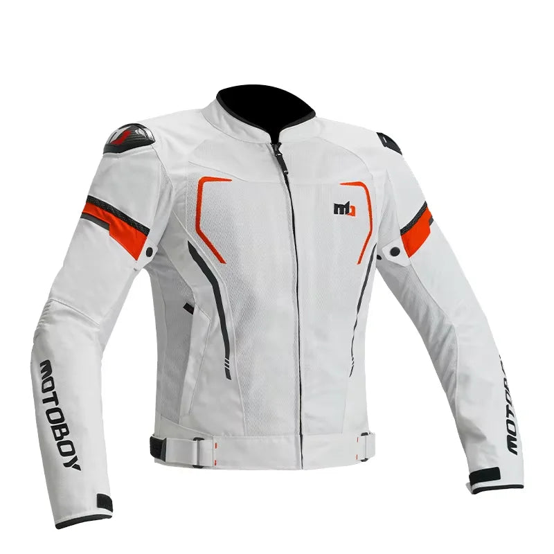 First Fiber Men's Motorcycle Riding Jacket – Abrasion-Resistant Oxford, Mesh Ventilation, External Sliders, TPU Shoulder