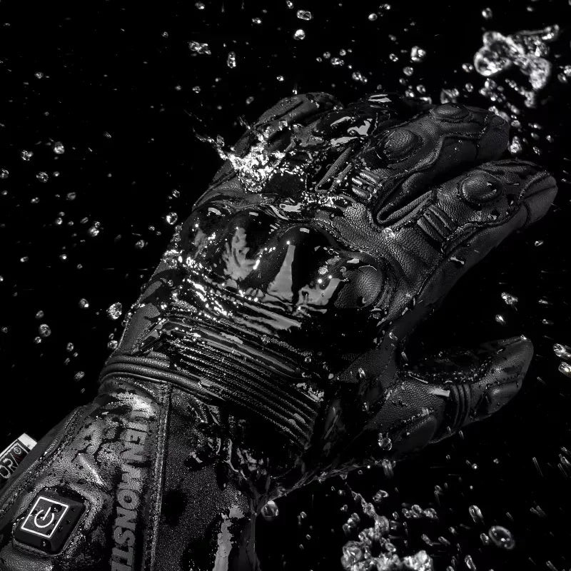 Alien Monster Electric Heated Motorcycle Gloves – Leather + PU Coating, Touchscreen, Waterproof, Winter Warming