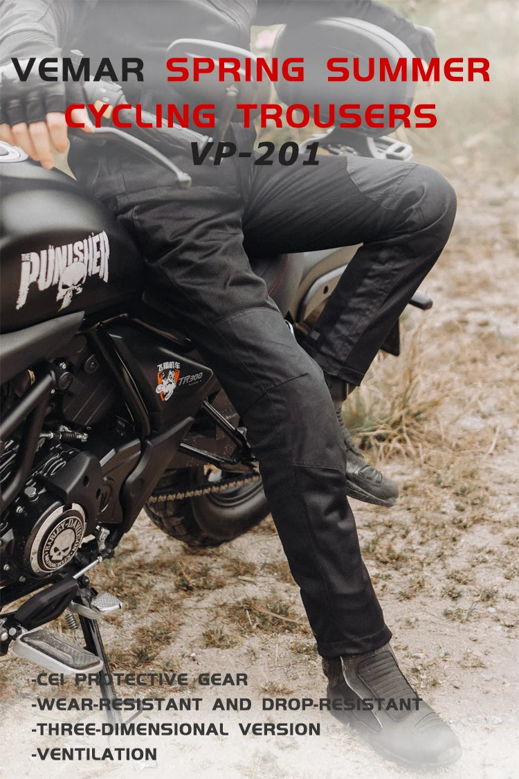 VEMAR Motorcycle Riding Pants – CE Level 2 Knee Pads, 3M Thinsulate Insulation, Magnetic Closure, Waterproof