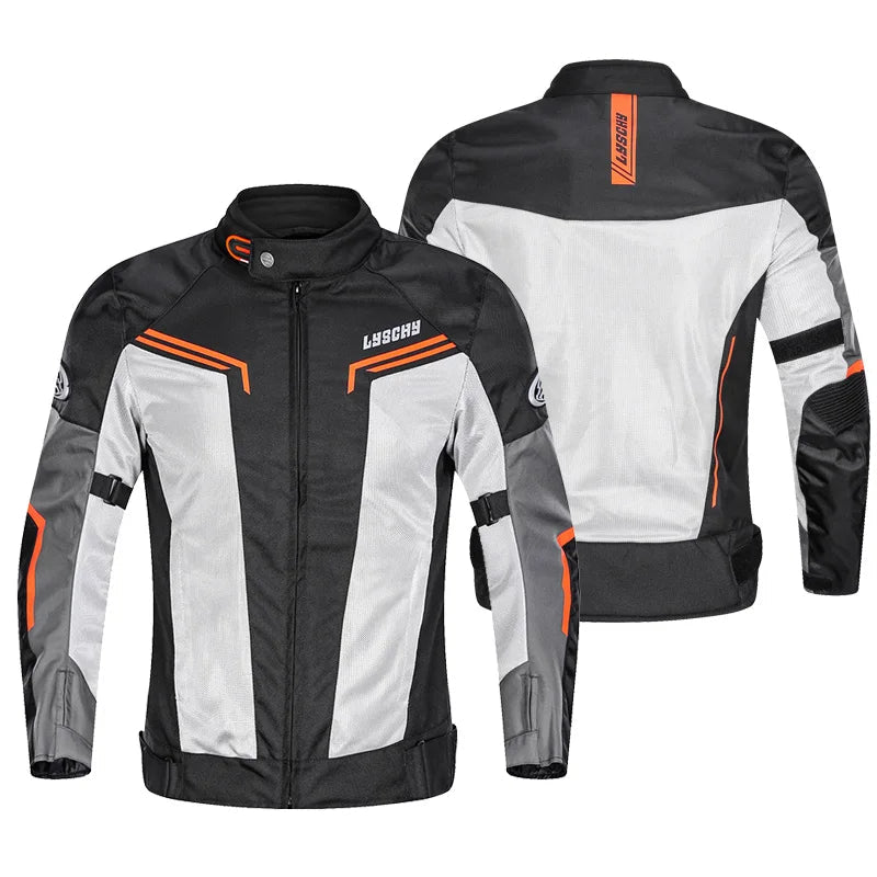 LYSCHY Breathable Armor Racing Jacket – 5-Piece CE Armor, Oxford + Mesh Shell, YKK Zippers, Adjustable